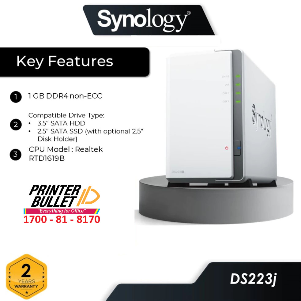 Synology DiskStation DS223j 2-Bay NAS Enclosure