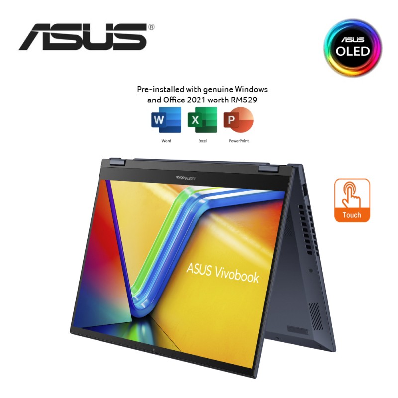 Asus Vivobook S 14 Flip OLED TN3402Y-AKN216WS 14'' 2.8K Touch 2-In-1 Laptop ( Ryzen 7 7730U, 16GB, 512GB SSD, ATI, W11, HS )