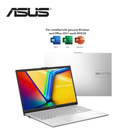 Asus VivoBook Go 15 E1504F-ANJ871WSM 15.6'' FHD Laptop Cool Silver ( Ryzen 3 7320U, 8GB, 512GB SSD, ATI, W11, HS+M365 )