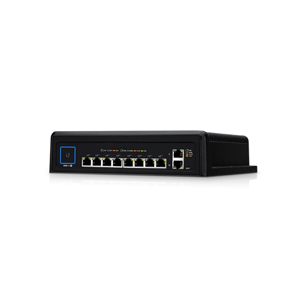 Ubiquiti USW-Industrial Layer 2 switch with (10) GbE RJ45 ports, including (8) 802.3bt PoE++ ports