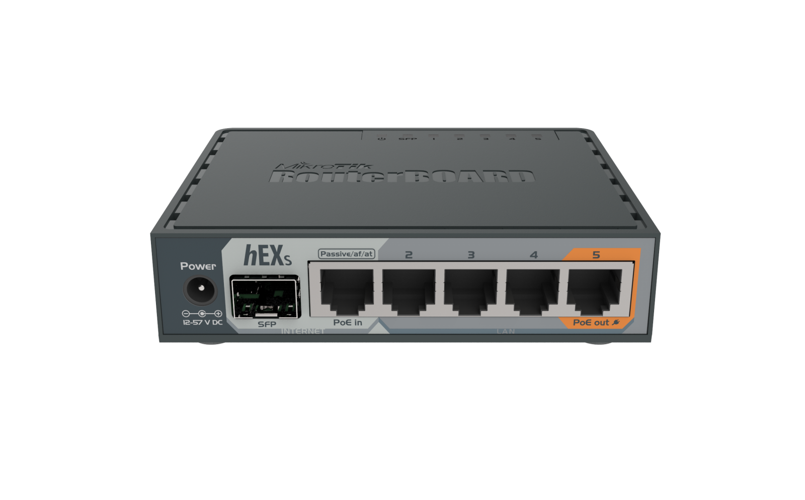 Mikrotik hEX S 5x Gigabit Ethernet, SFP, Dual Core 880MHz CPU, 256MB RAM, USB, microSD, RouterOS L4, IPsec hardware encryption support and The Dude server package