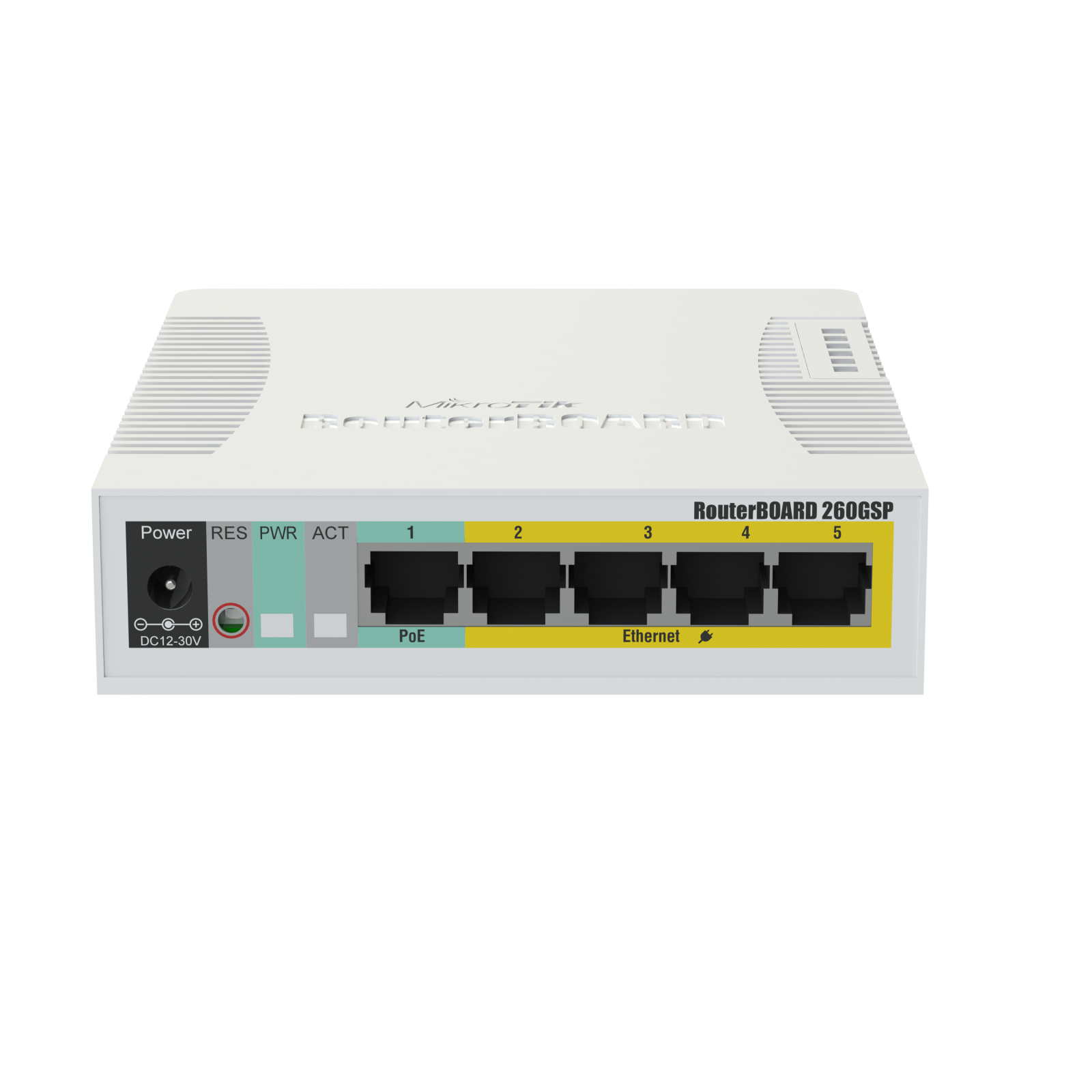 Mikrotik RB260GSP 5x Gigabit PoE out Ethernet Smart Switch, SFP cage, plastic case, SwOS
