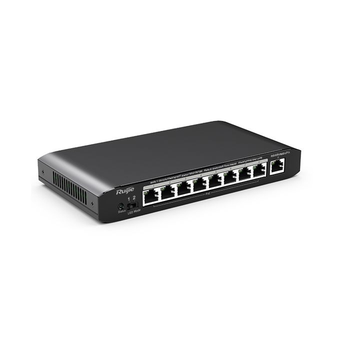 RUIJIE RG-ES109G-LP-L UNMANAGED SWITCH, 8 GE POE+ PORT + 1 GE (NON COMBO)
