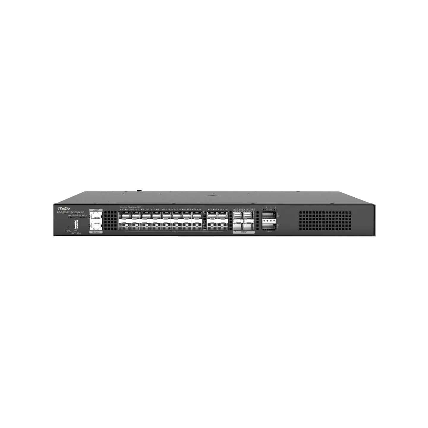 RUIJIE RG-CS86-20XS4VS2QXS-D: 20-Port 10GE Layer 3 Ruijie Cloud-Managed Core/Aggregation Switch (4 x 25GE SFP28 Ports, 10GE Compatible), 40GE Uplink
