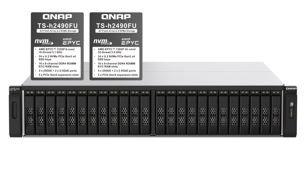 QNAP TS-h2490FU-7232P-64G 24-Bay Rackmount 2U NAS