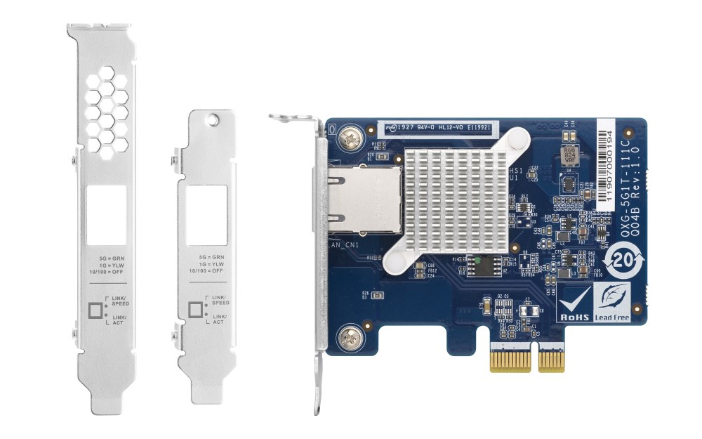 QNAP QXG-5G1T-111C QNAP 5GbE multi-Gig expansion card;Aquantia AQC111C;Gen3 x 1;low