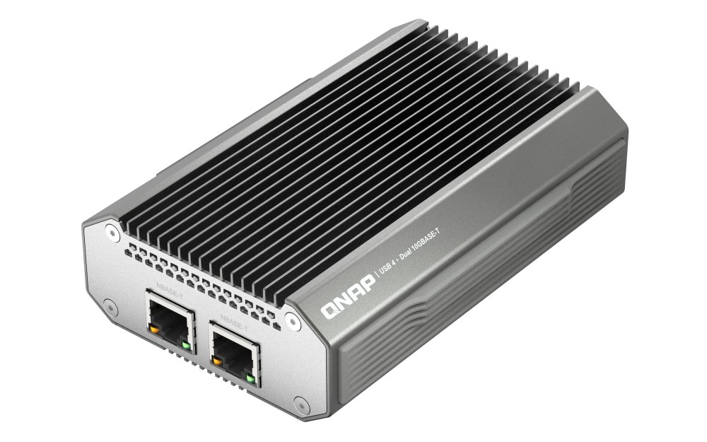 QNAP QNA-UC10G2T USB4 Type C to 2 x 10GBASE-T RJ45 network adapter, support 5 speeds