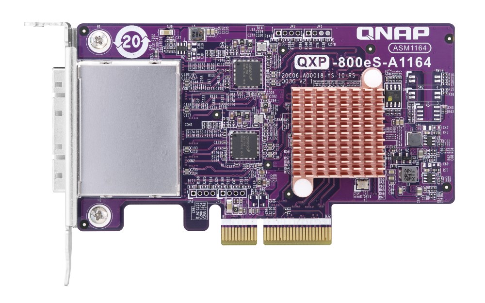 QNAP QXP-800eS-A1164 2-port SFF-8088 SATA host bus adapter, 8 x SATA 6Gb/s, PCIe 3.0 x4,